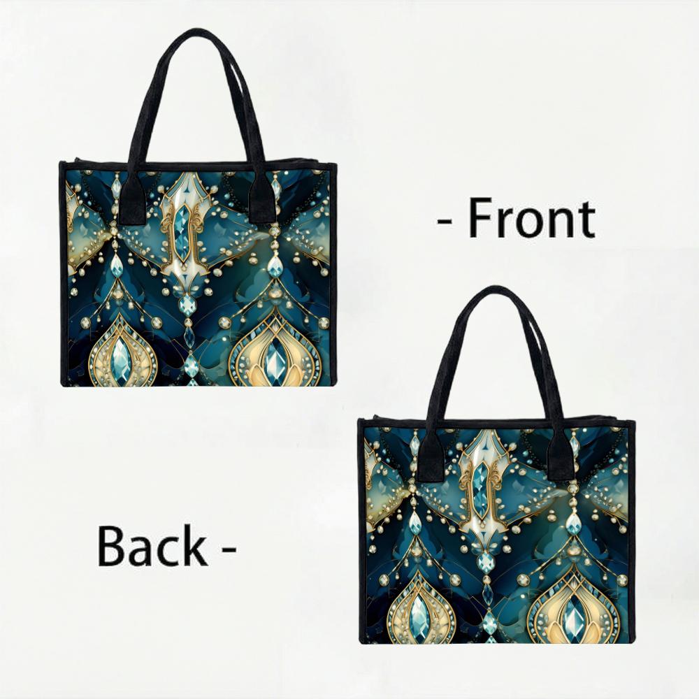 Elegant Jewel Print Tote Bag for Women Stylish Large Capacity Handbag