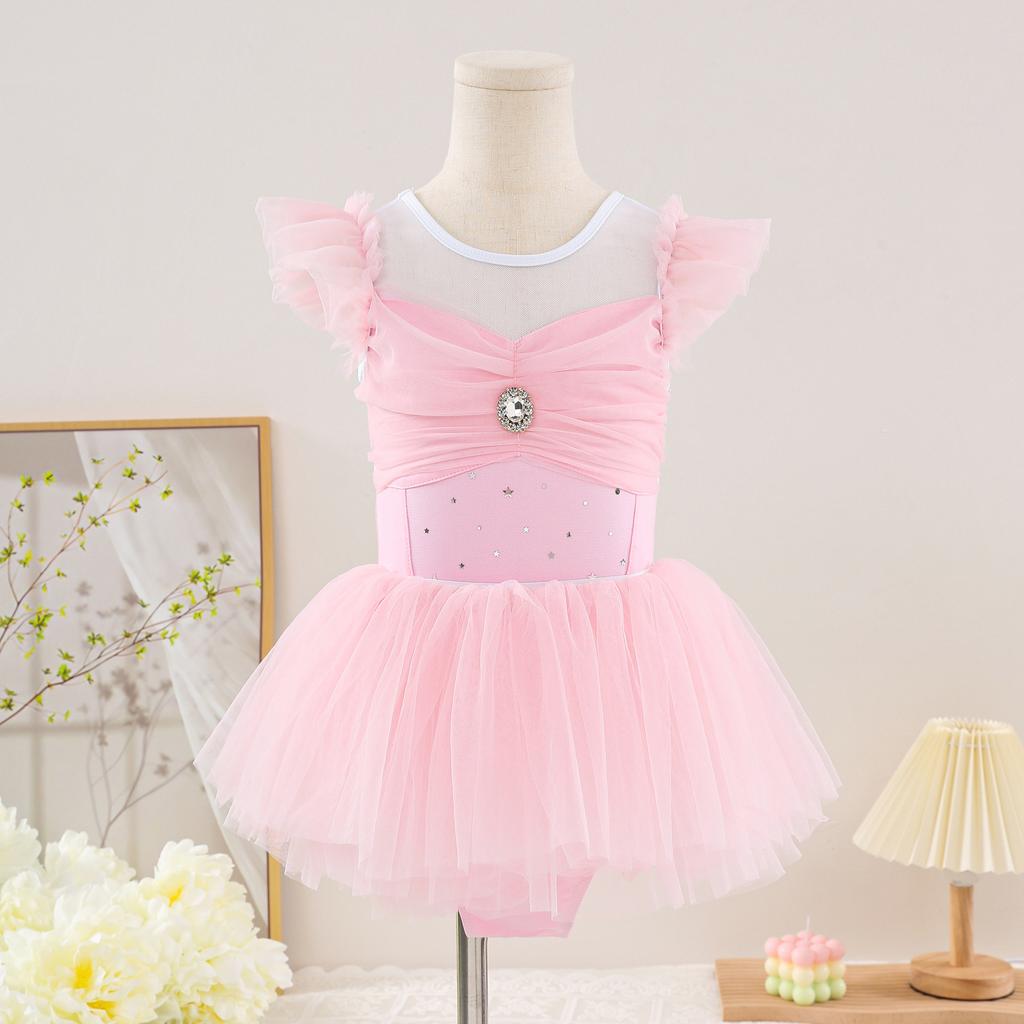 Dance Clothes, Children's Summer Short-sleeved Girls, Toddlers, Chinese Dance Practice Clothes, Princess Costumes, Ballet Skirts