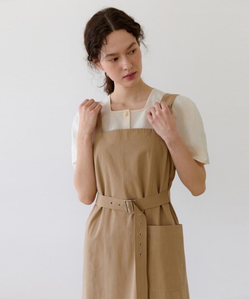 Anout Cotton Suspender Dress - Beige