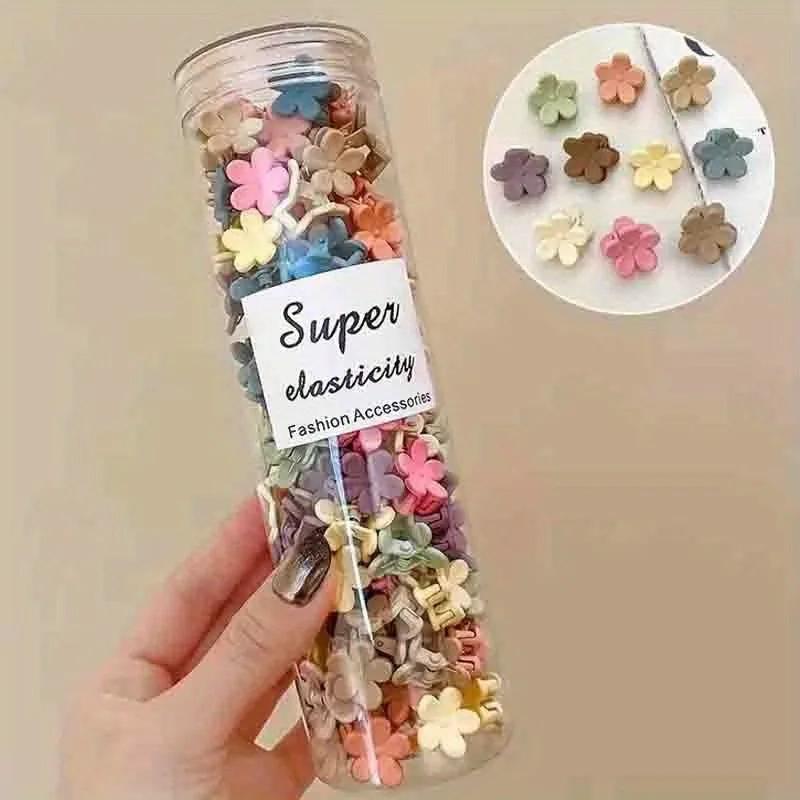 50 наборов мини-заколок для волос, милые пластиковые аксессуары для волос в форме цветка, однотонные заколки для волос, подходят для подростков,