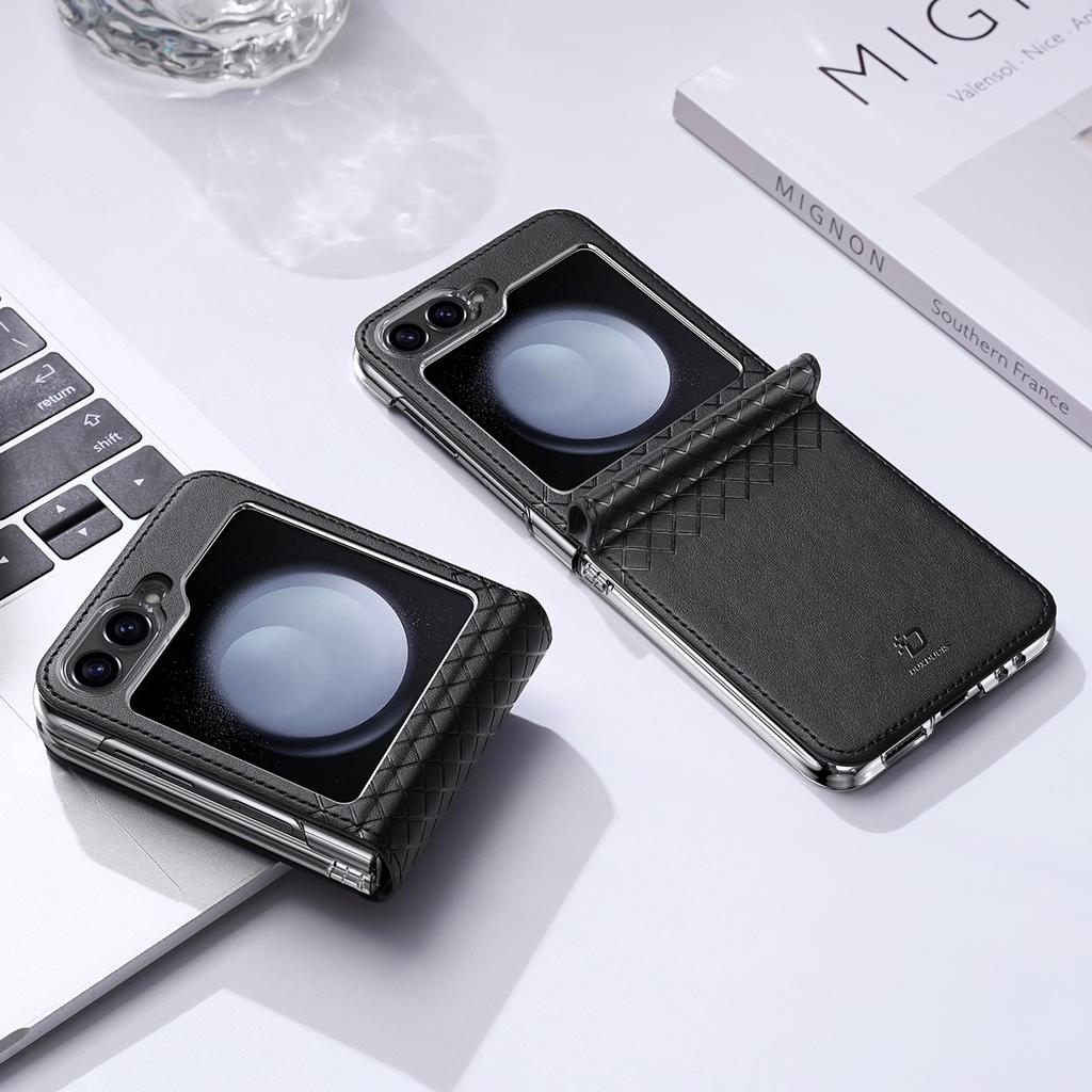 Dux Ducis Bril Leather Case for Samsung Galaxy Z Flip 6 - Black