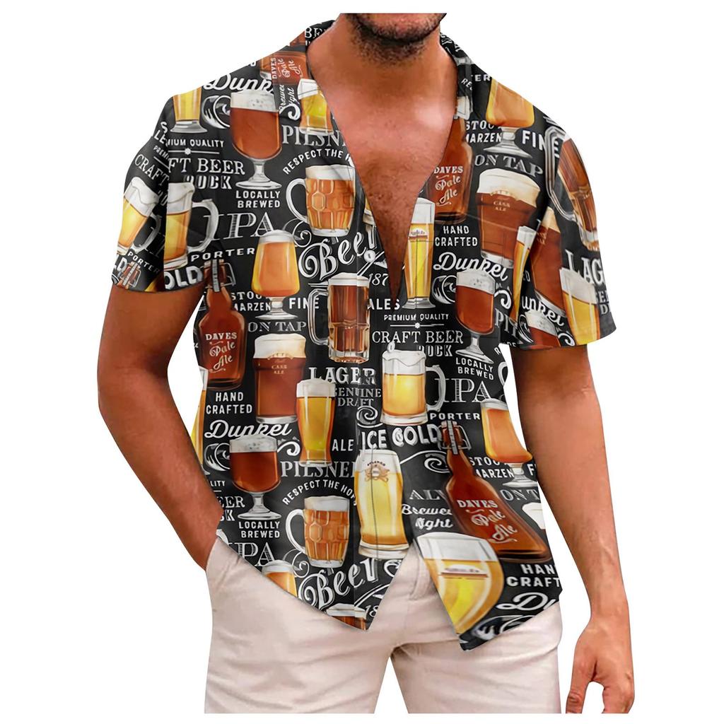 Новая летняя мужская облегающая рубашка с принтом, большая модная повседневная мужская рубашка с коротким рукавом