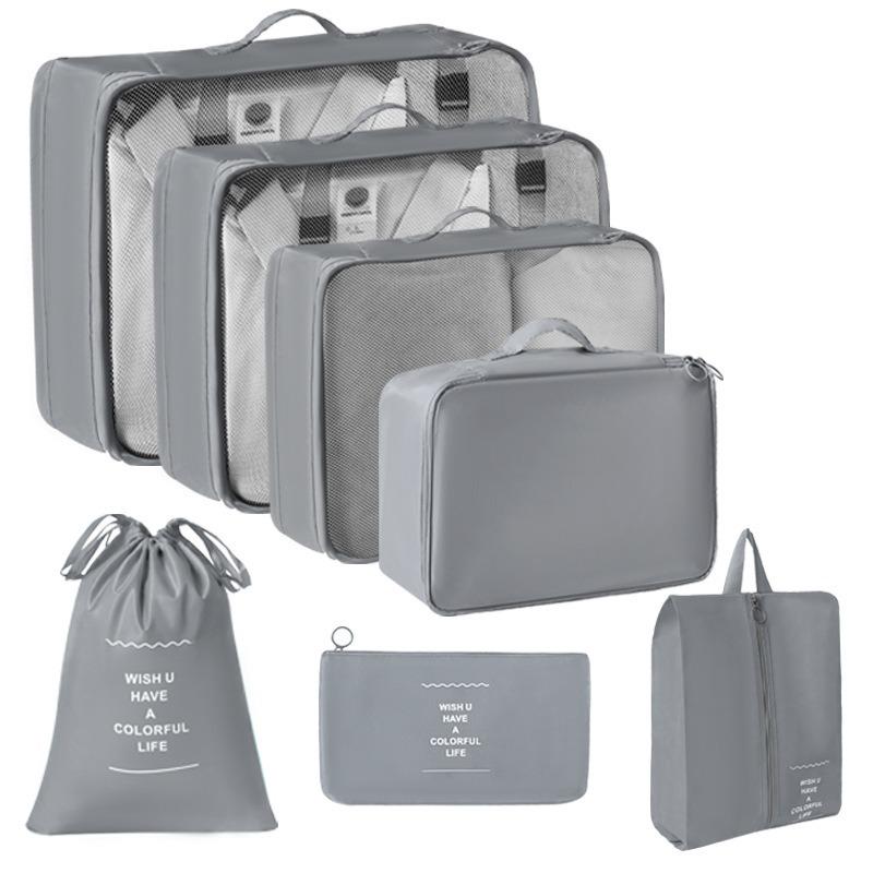 Travel Storage Bag Set - 7-Piece Multi-functional Compartment Bags for Clothes & Cosmetics
