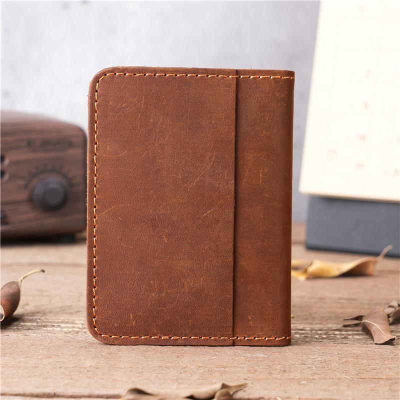 Genuine Leather Card Holder for Men and Women Slim Mini ID Credit Bank Card Case with 5 Card Slots Durable Unisex Leather Card Wallet