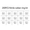 200 штук уплотнительных колец, прокладок, шайб, круглые резиновые, 15 размеров, набор шайб-уплотнителей, уплотнители для кранов, сантехнические прокладки