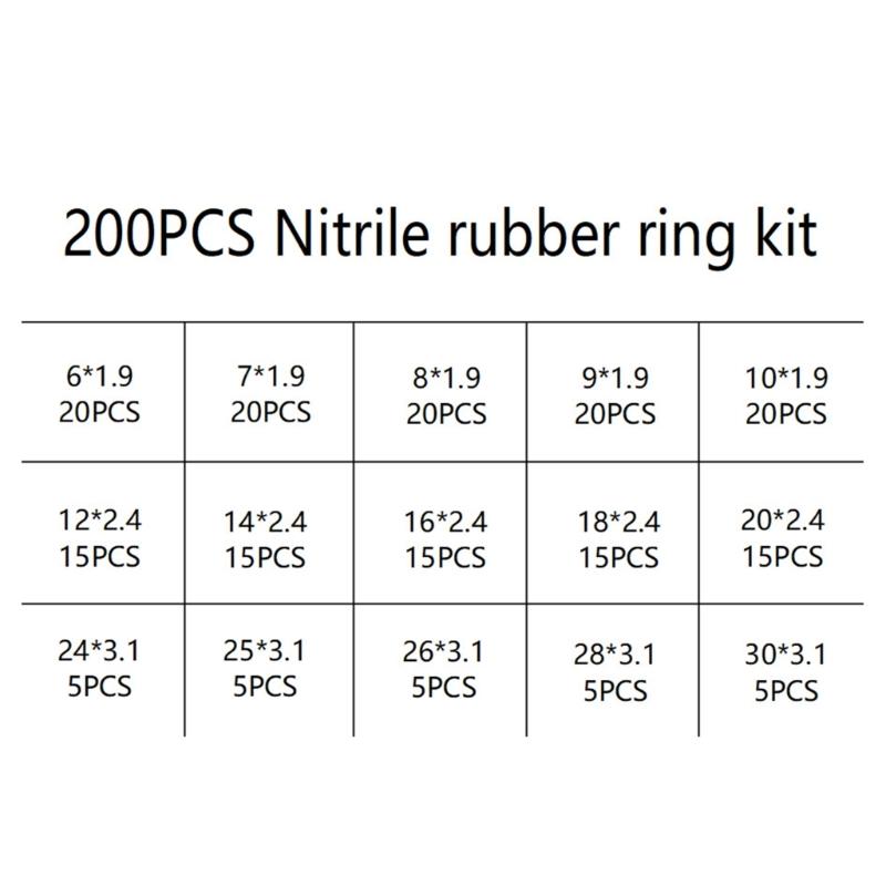 200 штук уплотнительных колец, прокладок, шайб, круглые резиновые, 15 размеров, набор шайб-уплотнителей, уплотнители для кранов, сантехнические прокладки