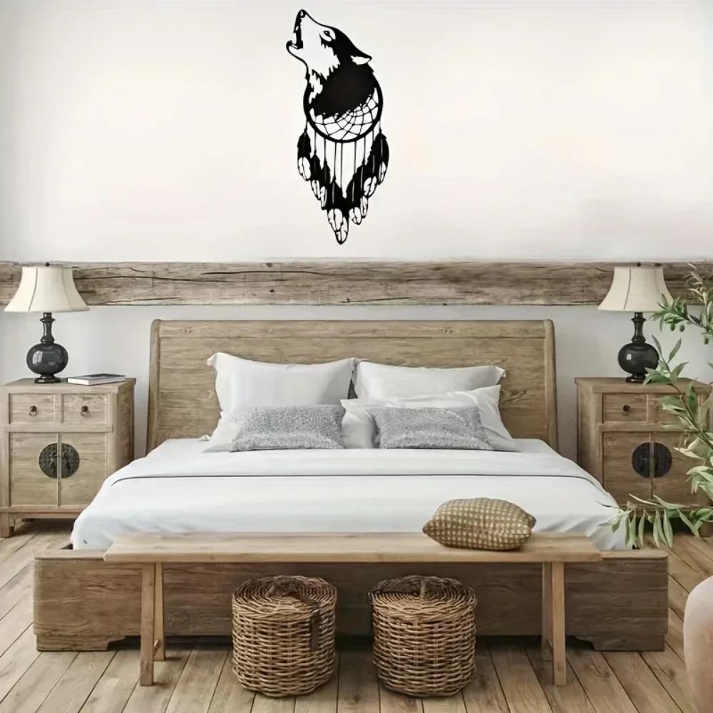 Iron Craft Wolf Head Wall Art Creative New Pendant Decoration Stylish Home Ornament for Bedroom Unique Wall Decor & Crafts