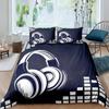 Пододеяльник с принтом наушников, музыкальный геометрический узор, пододеяльник для мальчиков и подростков, двуспальный, двуспальный, из полиэстера, стеганый чехол