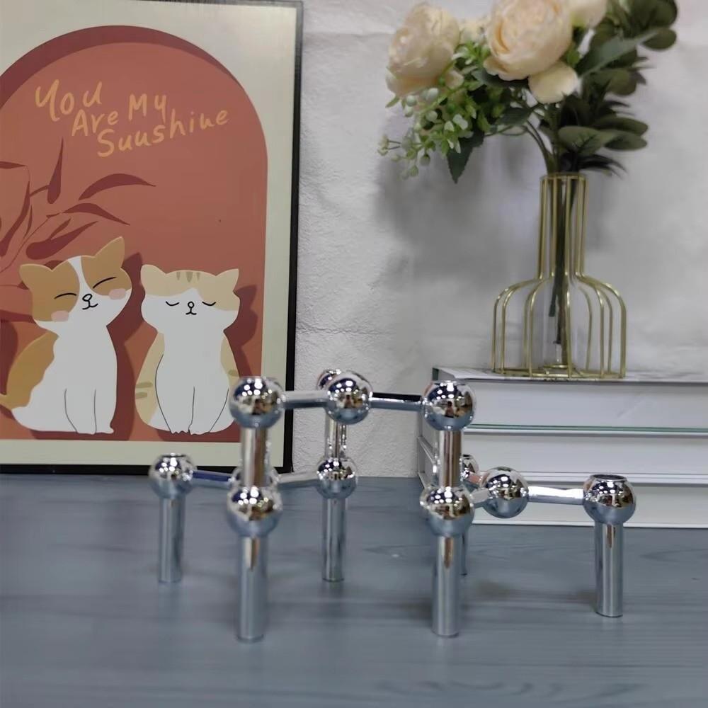 Nordic Style Candle Holder Metal Molecular Structure Triangle Candlestick Gift