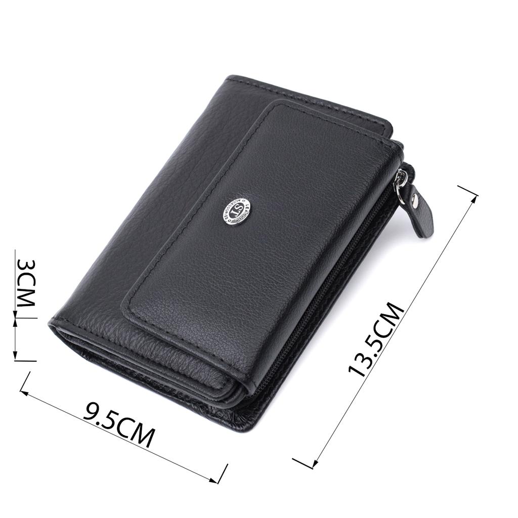 Practical Wallet with Coin Holder Made of Genuine Leather ST Leather 22740 Black