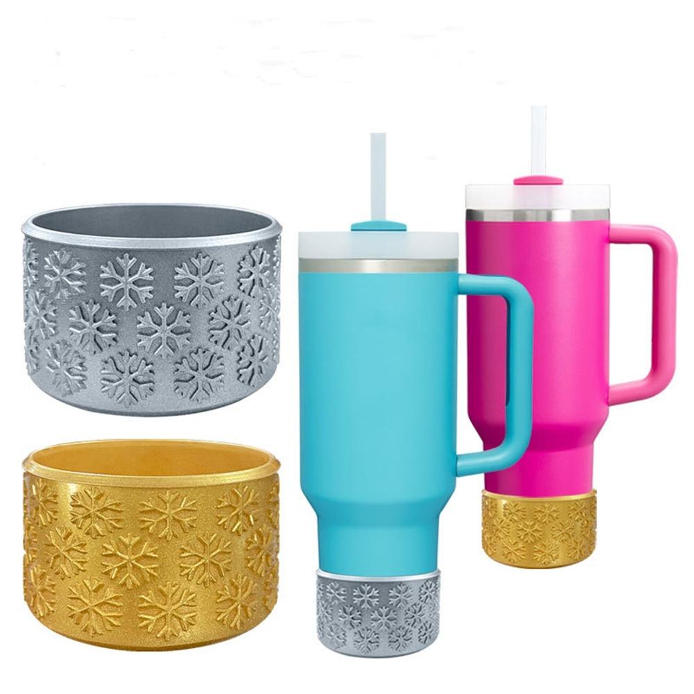 Christmas Snowflake Pattern Silicone Boot Sleeve Protective Water Bottle Bottom Bumper Silicone Cup Cover Compatible Stanley