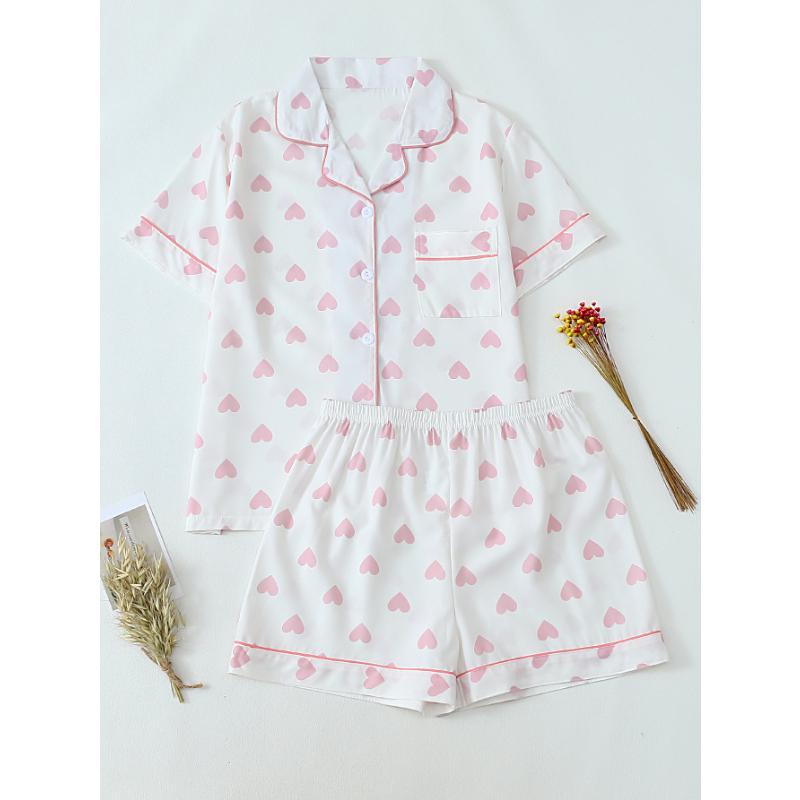 Летний женский топ с короткими рукавами и шорты, комплект из 2 предметов, пижама женская, модная, повседневная, свободная, с бантом, кардиган, пижама, комплект