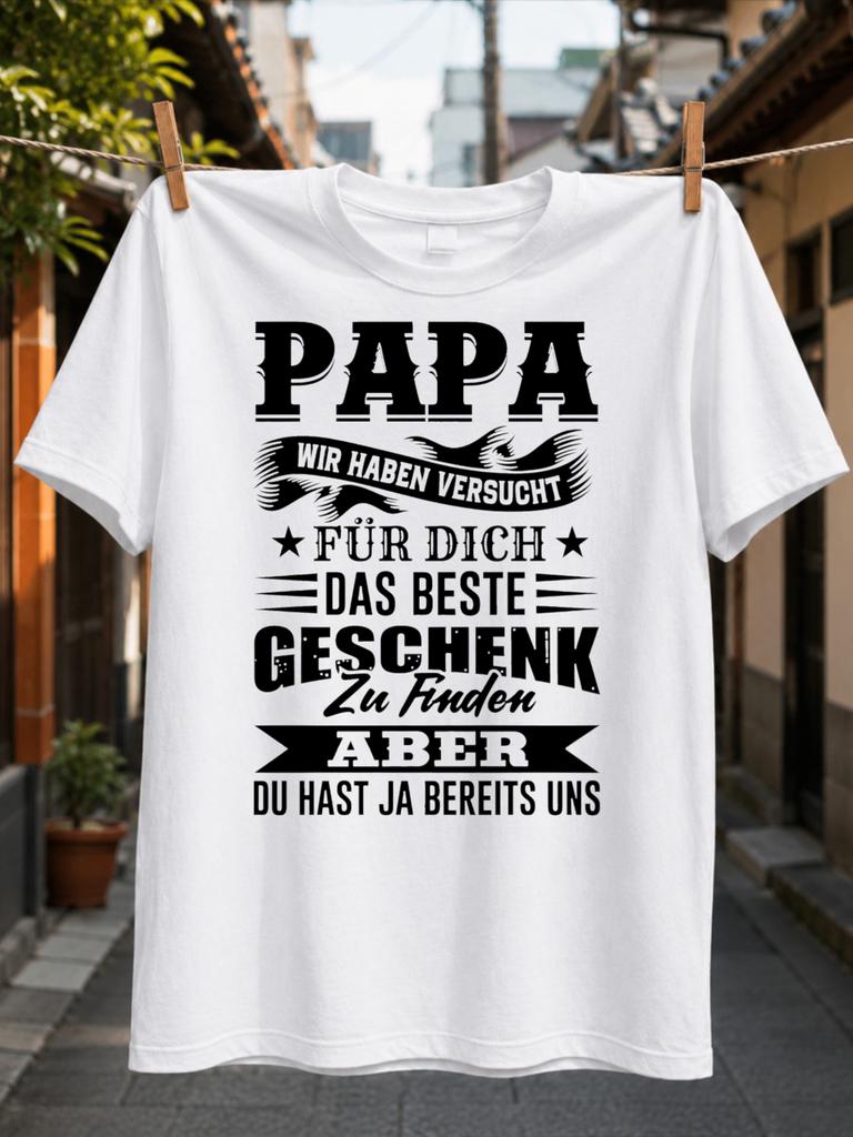 Папа, мы искали лучший подарок Gerunisexvintage Семейная цитата Высказывание Папа, у него уже есть мы Футболка Унисекс Вся футболка