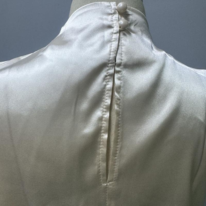 Модные свободные повседневные рубашки без рукавов для женщин, летние топы, элегантные однотонные свободные женские блузки с воротником-стойкой, простые облегающие офисные женские рубашки 26395