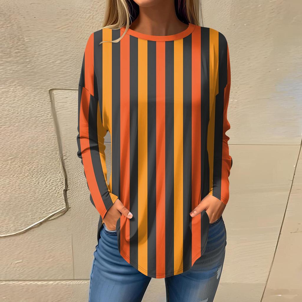 Tee Shirts For Women Fall Casual Long Sleeve Shirts Sweatshirt Halloween Printing Top Pullover