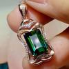 Новая высококачественная модная зеленая прямоугольная подвеска с изумрудом и турмалином, женская позолоченная цепочка на ключицу для женщин, подарок на день Святого Валентина