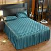 European Luxury Quilted Bed Skirt Winter Warm Thicken Velvet Bedspread King Good Hand Feeling Bed Cover Not Included Pillowcase