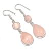 Натуральный Розовый Кварц Камень Ручная Работа Серьга из Стерлингового Серебра 925 пробы 2,09" AE-11780