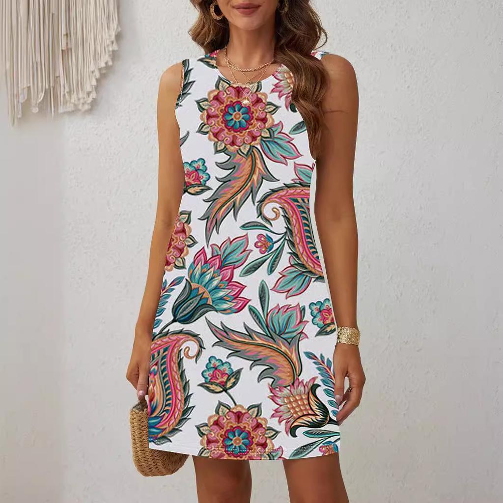 GMXIA Summer Fashion Vest Sleeveless Dress Casual Beach Party Dress Women's Temperament Dress