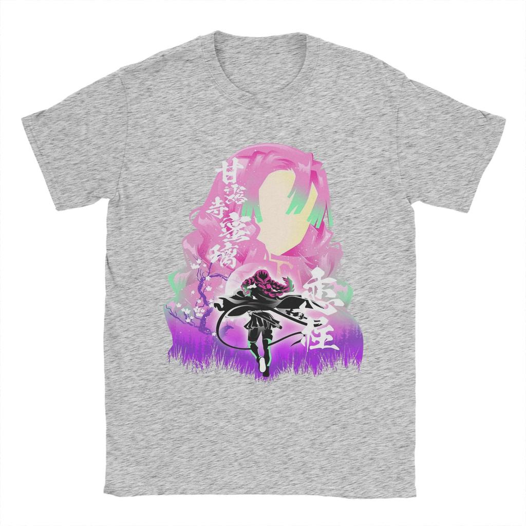 Men's Mitsuri Kanroji Demon Slayer T Shirt Love Hashira 100% Cotton Tops Short Sleeve Round Collar Tees Plus Size T-Shirts