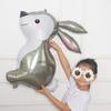 3Pcs Rabbit Balloon Cartoon Animal Long Ears Inflatable Aluminum Foil Happy