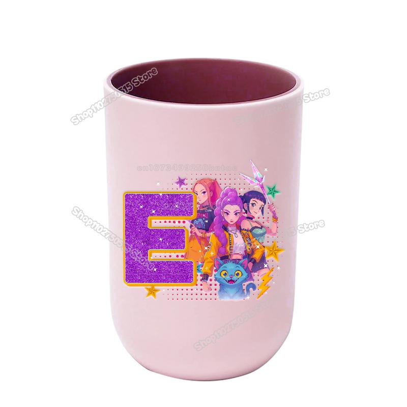 KPop Demon Hunters Letter A-Z Kids Toothbrush Cup Rumi Mira Zoey Girl Washing Mouth Mugs Water Cup Bathroom Toothbrush Holder