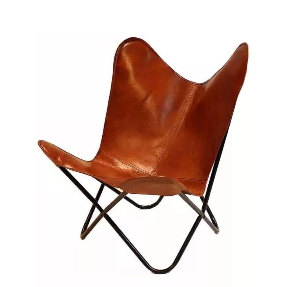 Кожаное кресло-бабочка Традиционная ручная строчка и шнуровка Прошито по краям