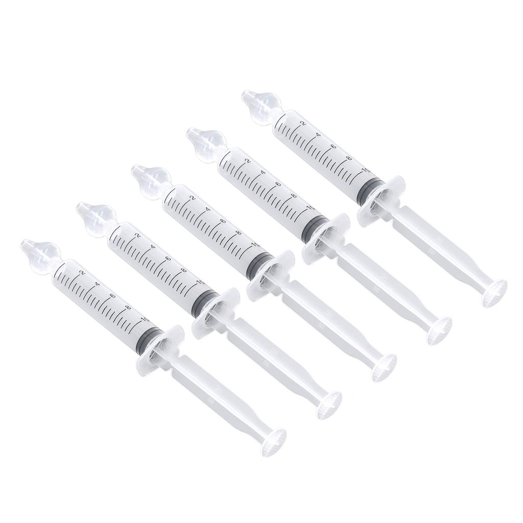 5pcs Syringe Nasal Irrigator Silicone Tip Portable Lightweight Baby Nose Rinsing Tool 10ml