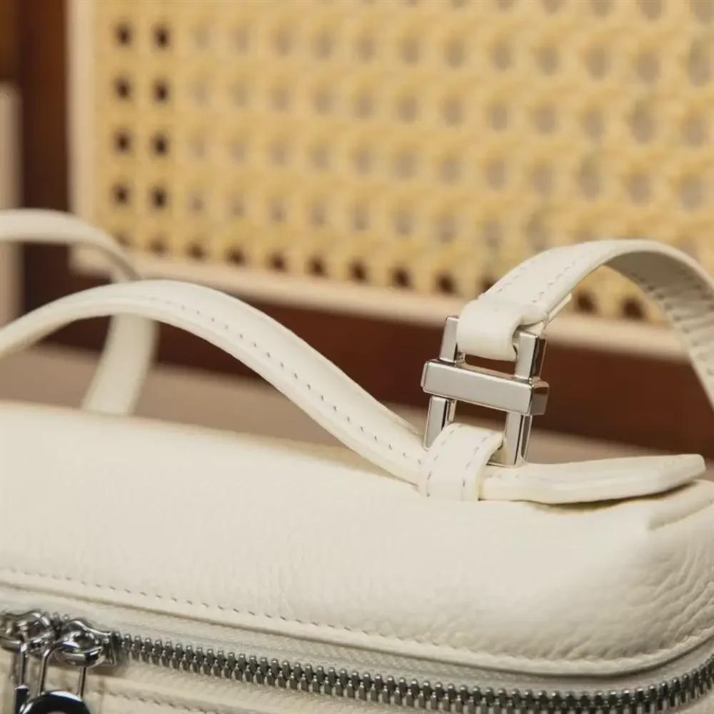 Genuine Leather LP19 Lunch Box Bag: Imported Cowhide, Gigi Style, Shoulder/Cosmetic Bag for Women