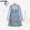 VONDA Женские летние платья из двух частей с длинным рукавом и цветочным принтом