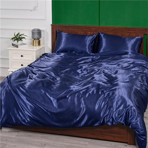 Летние шелковые простыни, однотонные атласные постельные принадлежности, шелковые пододеяльники, домашний текстиль, комплект постельного белья из 3 предметов