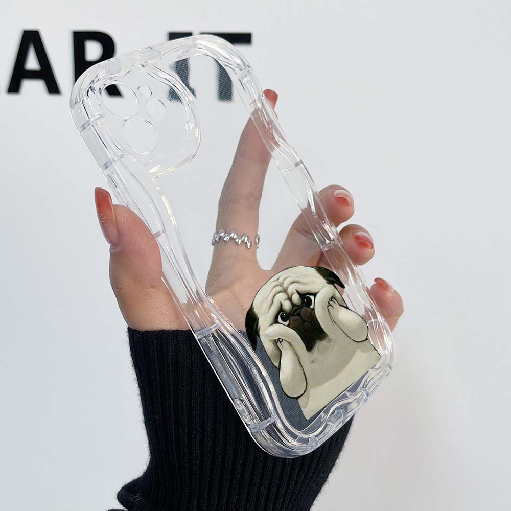 Samsung Galaxy A25 для iPhone 15 Xiaomi Poco X6 Redmi Note 12 Huawei Honor 90 Чехлы для телефонов NY1 Животное Милый мопс Эксклюзивный кремовый чехол Мягкий чехол