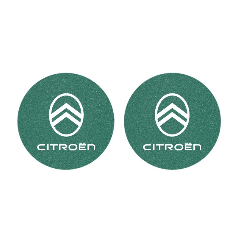 TXBB4 2PCS Citroen Emblem Badge Car Anti Slip Mat Coaster Water Cup Slot For Citroen C8 DS3 C6 C3 Vts C4 Saxo C4L C5 C2 C1 Xsara C3-XR