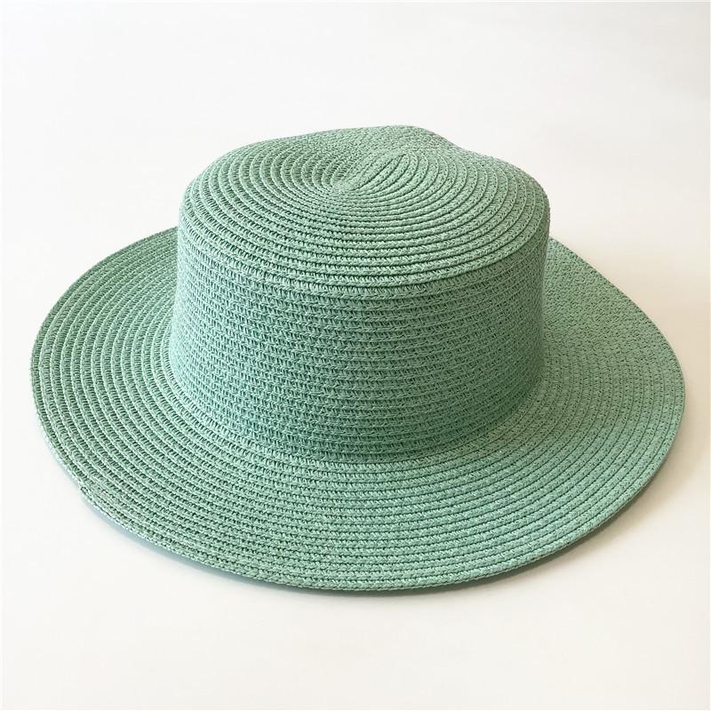 Summer simple straw hat versatile straw visor hat men's and women's fashion sun protection flat top top top hat seaside beach hat