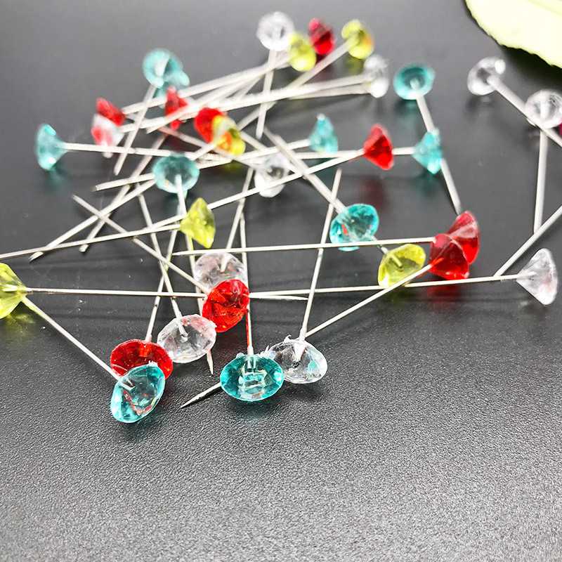 Многофункциональная практичная игла с цветным ромбовидным кристаллом, игла с перламутровым блеском, популярное свадебное украшение, 50 шт.
