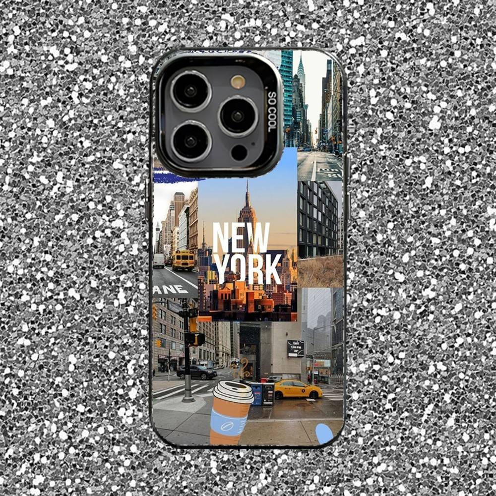 Чехол для телефона Нью-Йорк Сити NYC Для iPhone 16,15,14,13,12,11,Pro,XS,Max,Plus,Mini,SE Черный Конфетный Матовый Ударопрочный Чехол