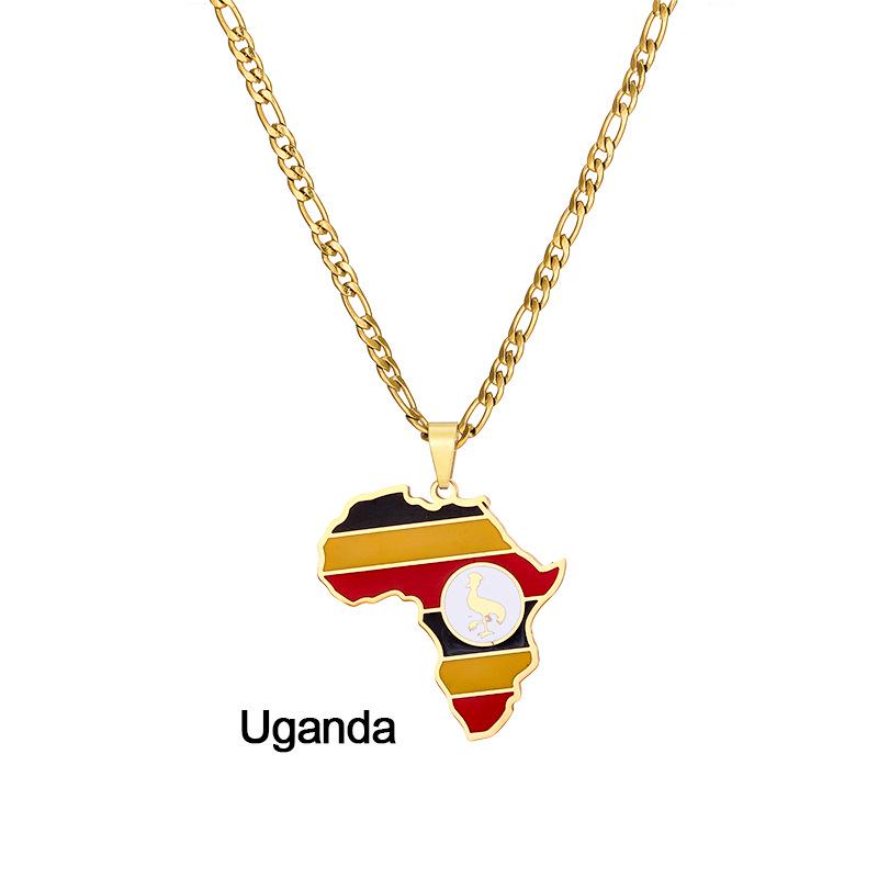 Африканская карта Хип-хоп Ожерелье из нержавеющей стали: Нигерия, Сомали, Ангола Дизайн