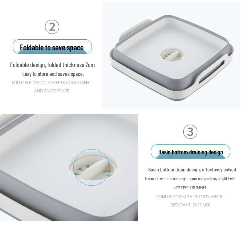 Складной пластиковый таз для мытья - Портативный, утолщенный складной умывальник и ведро для льда/фруктов