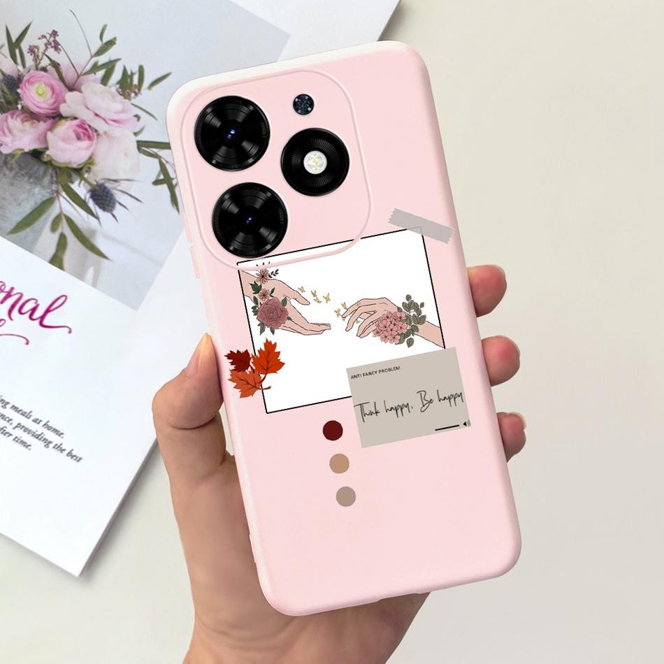 Чехол для Tecno Spark Go 2024 Милый Цветочный Узор Сердечки Конфетный Цвет Мягкий Силикон Тонкая Задняя Крышка Телефона Для Spark Go (2024) BG6