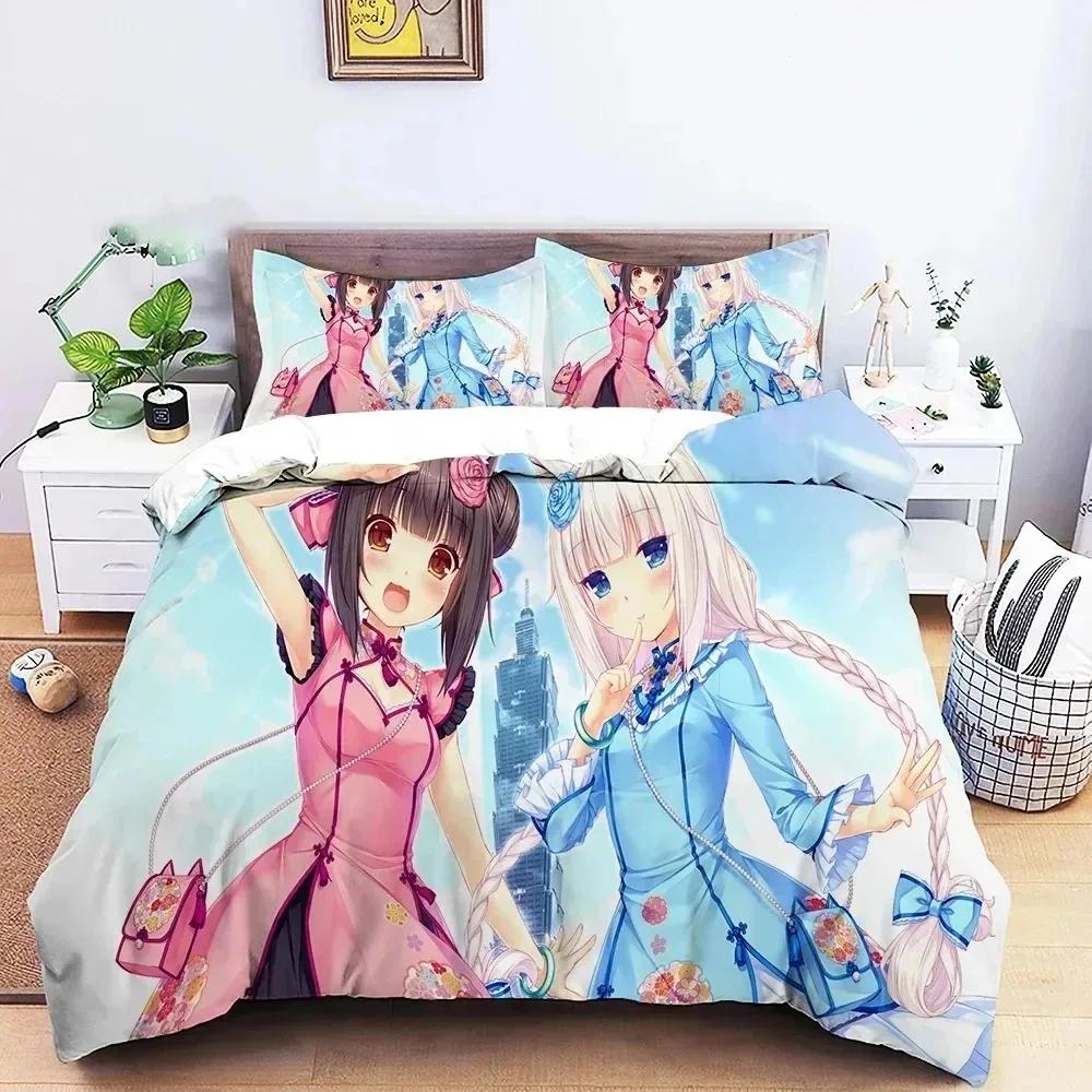Аниме Nekopara Сексуальная Девушка Комплект Постельного Белья Мальчики Девочки Размер Twin Queen Пододеяльник Наволочка Постельное Белье Дети Взрослые Домашний Текстиль