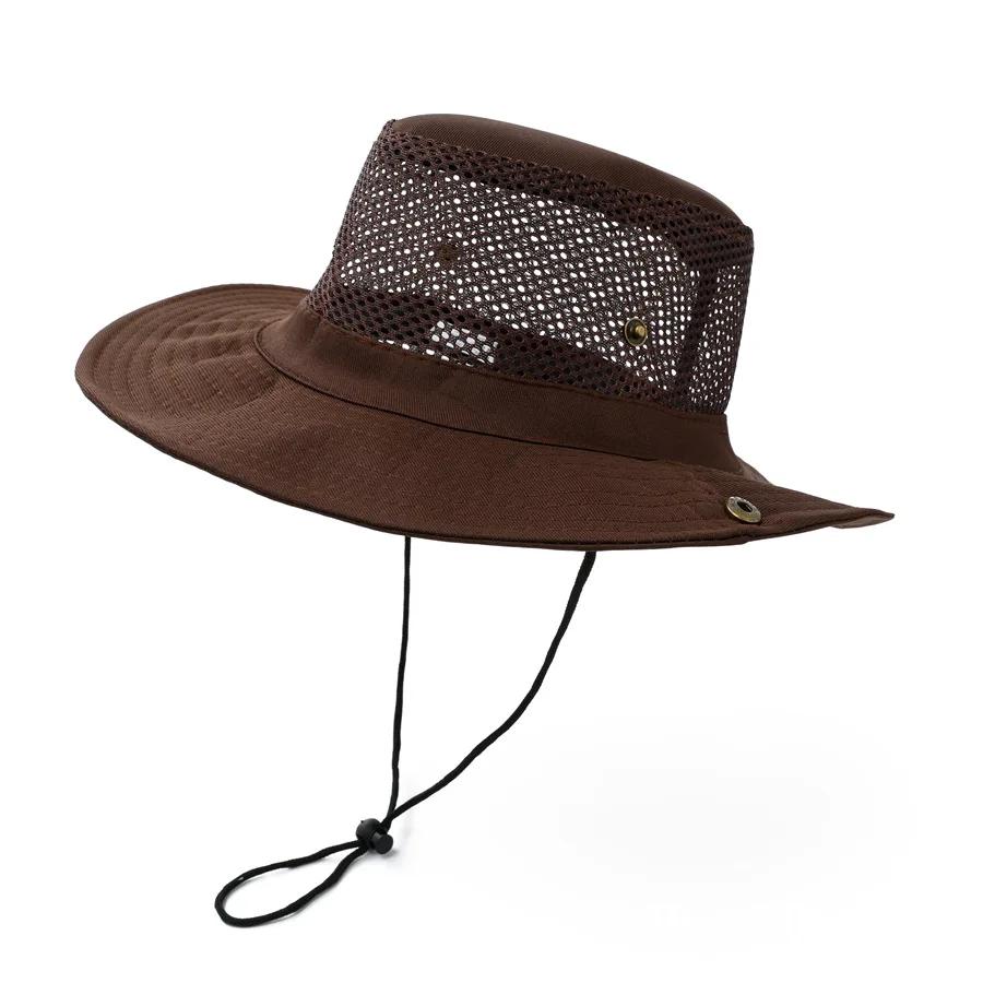 Upf50+ Men'S Fishing Hiking Cap Breathable Mesh Sun Hat Adjustable Outdoor Camping Cap Lightweight Windproof
