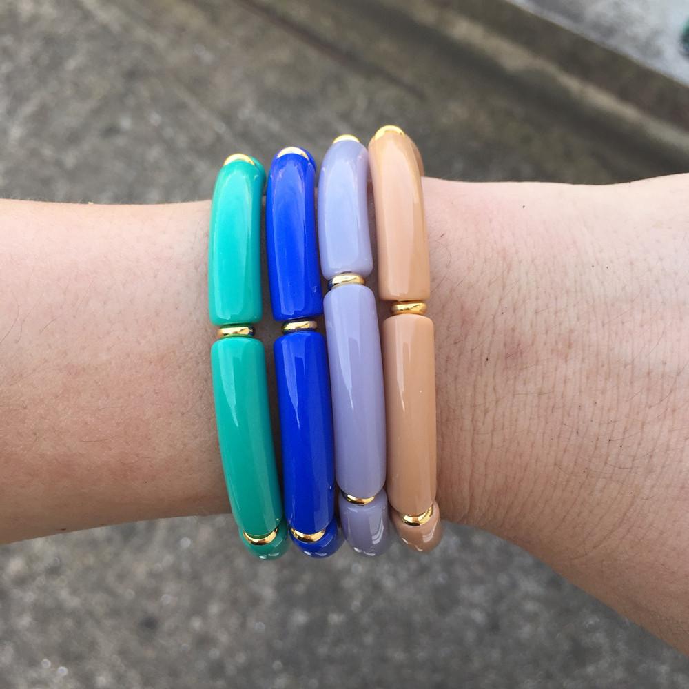 2025 Trendy Colorful Acrylic Bamboo Beads Bracelet for Women Stretch Resin Tube Beaded Cuff Bracelets Bangle Men Fashion Jewelry
