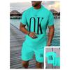 Summer Letter OK Color Print Fashionable Comfortable Loose Sports Men's Short Sleeved Two-piece Sport Wear