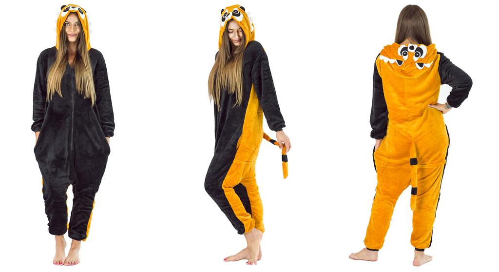 Warm women's pajamas raccoon gift kigurumi onesie comfortable outfit XL Onesie raccoon costume - M