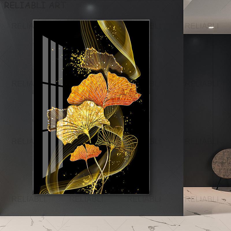 Абстрактные красочные принты с листьями гинкго билоба, современная картина на холсте, HD настенный художественный постер для гостиной, галереи, украшение для дома