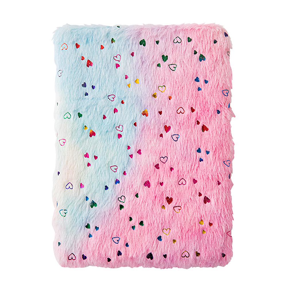 A5 Notebook Cute Plush Fluffy Covered Diary Notepad Gradient Colored Softcover for Girls Embroidery