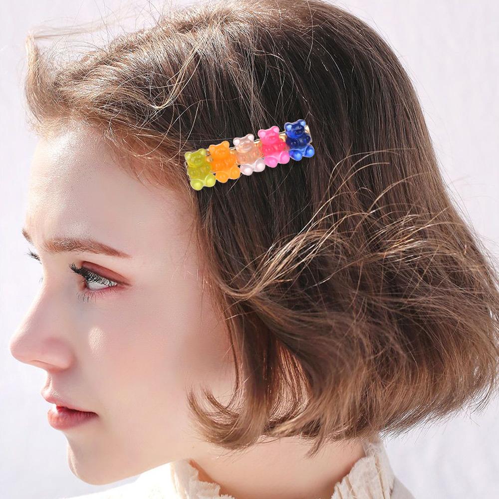 Hair Accessories Girls Women Duckbill Jelly Bear Hairpin Candy Color Barrette Colorful Hair Clip