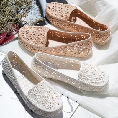 Модные туфли-балетки Женские с перфорацией Слипоны Повседневные Туфли для медсестер Летние лоферы ПВХ Женские сандалии Повседневные Пляжные Дышащие Zapatos