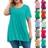 Женская мода большого размера с круглым вырезом и коротким рукавом, повседневный однотонный свободный пуловер