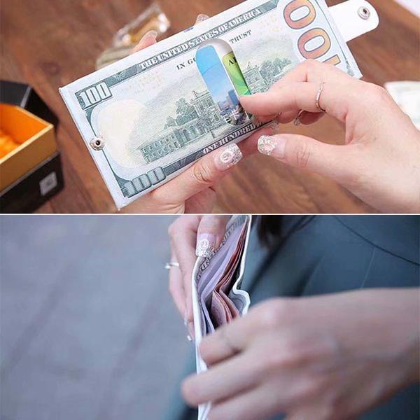 Кошелек для купюр в российских рублях, долларах США, коричневый кожаный кошелек, двустворчатый держатель для фотографий для кредитных карт